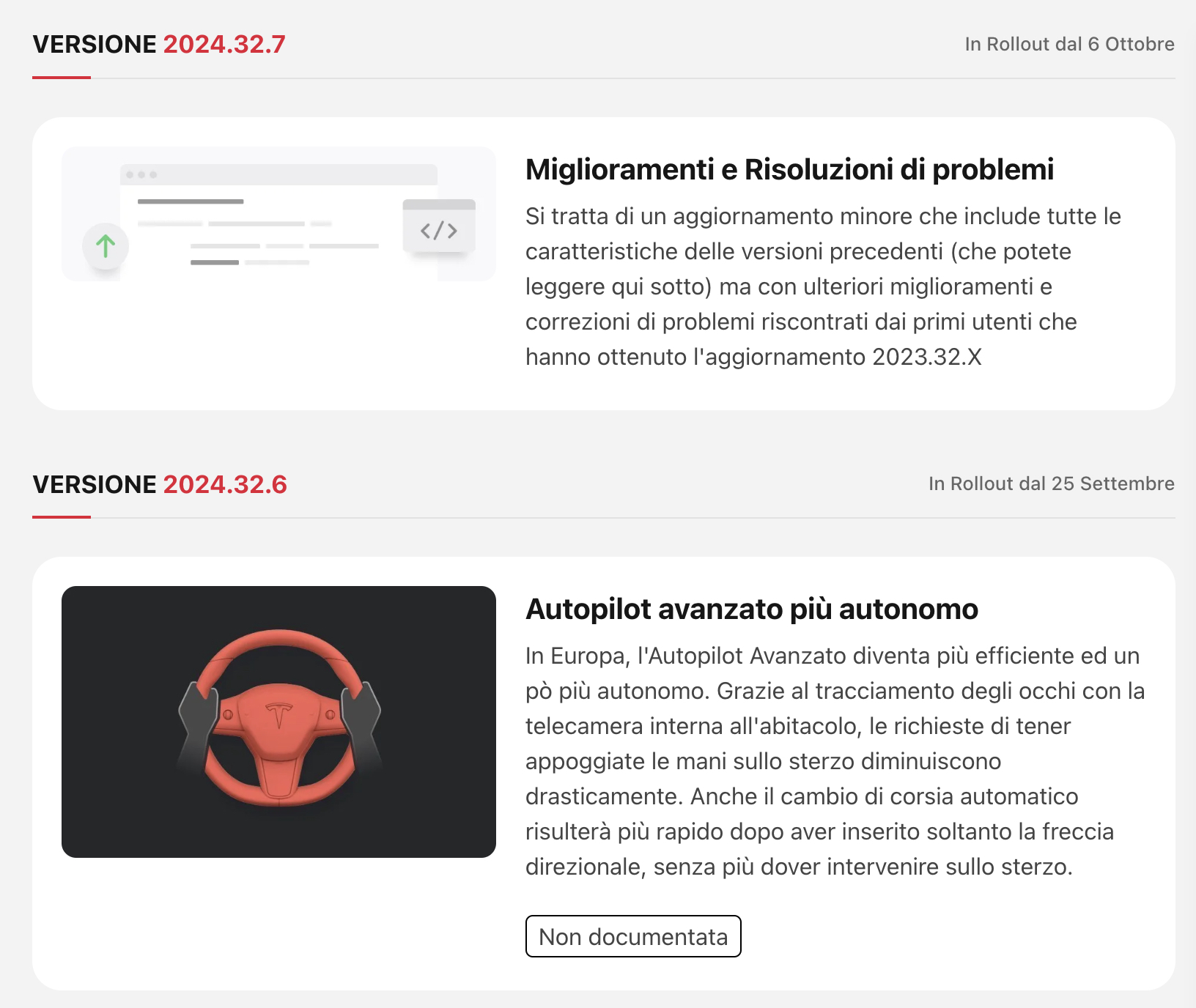 tesla software tracker changelog aggiornamenti